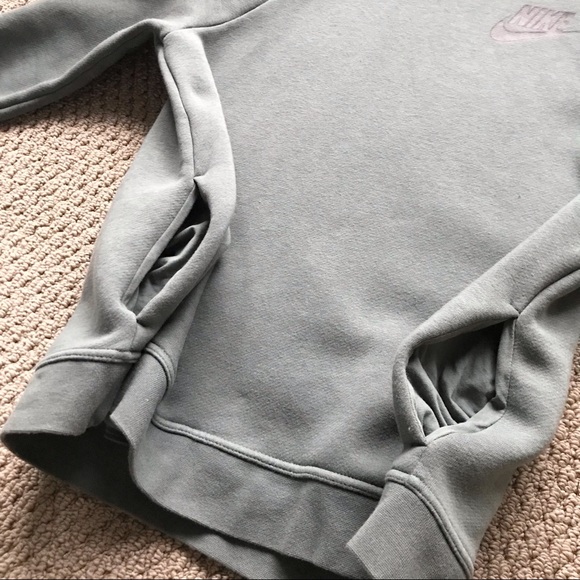 Nike Women’s Funnel Neck Pocket Sweatshirt In Beautiful Blue Green Sage - Picture 8 of 16